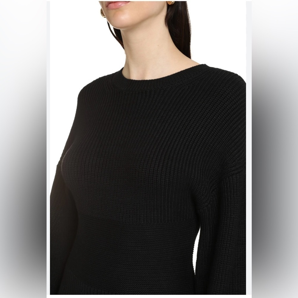 STAUD dress Marylebone balloon sleeve ribbed knit mini dress NWT black S $245- - Picture 4 of 12